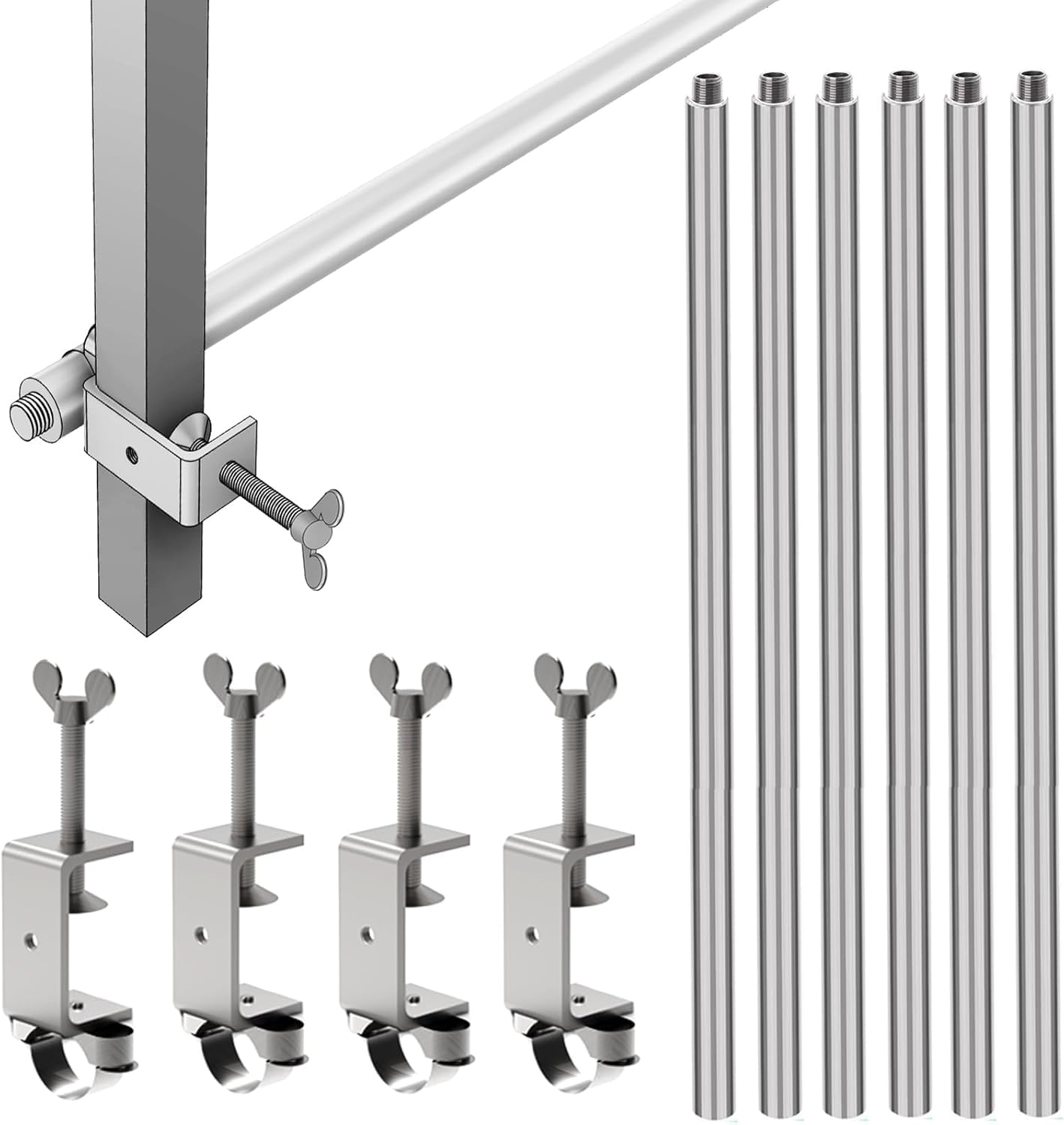 Photo 1 of 10ft Universal 3-Segment Canopy Tent Rail Bars for Pop-Up Canopy, Tent Half Wall Hardware Only, Cross Bars with Frame Connectors, Canopy Accessories, Set of 2