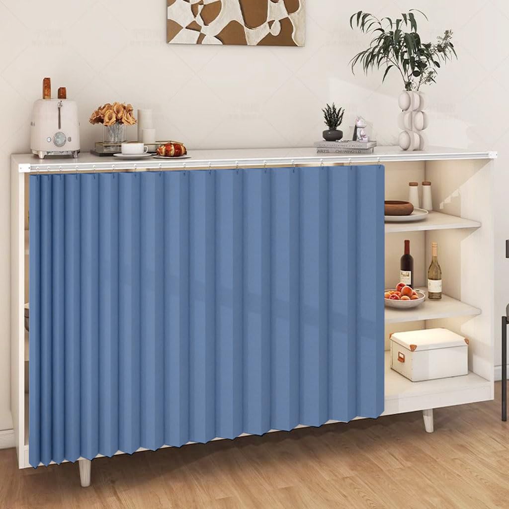 DSSHENGDS Customized multi-functional slide curtain, suitable for doorless cabinets, washing machines and wardrobes-Dark Blue- W75cmxH100cm — image 1