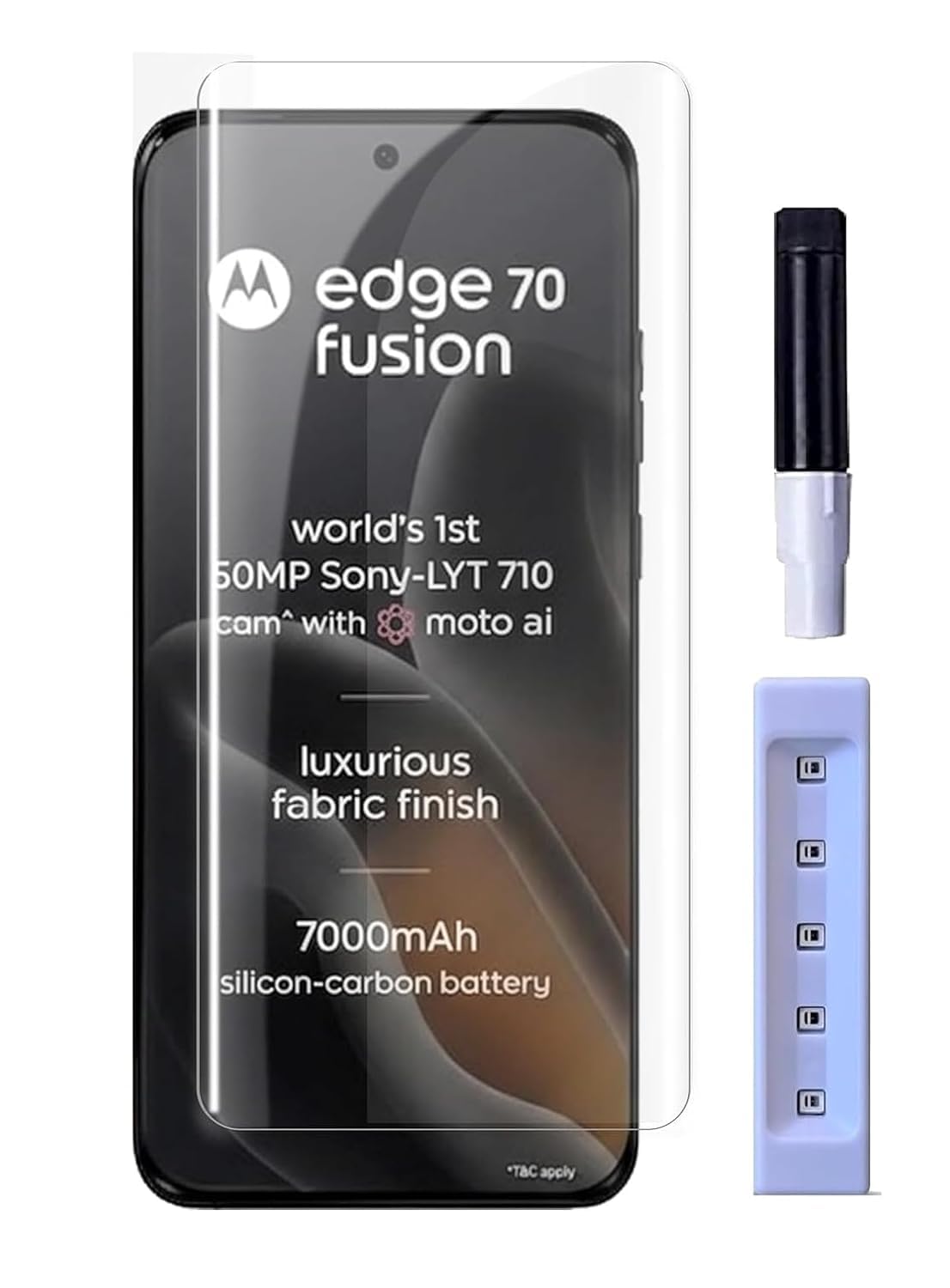 Tempered Glass Screen Protector Compatible for Motorola edge 70 fusion 5G (Transparent) Edge To Edge Screen Coverage UV With Easy Installation Kit, Pack of 1
