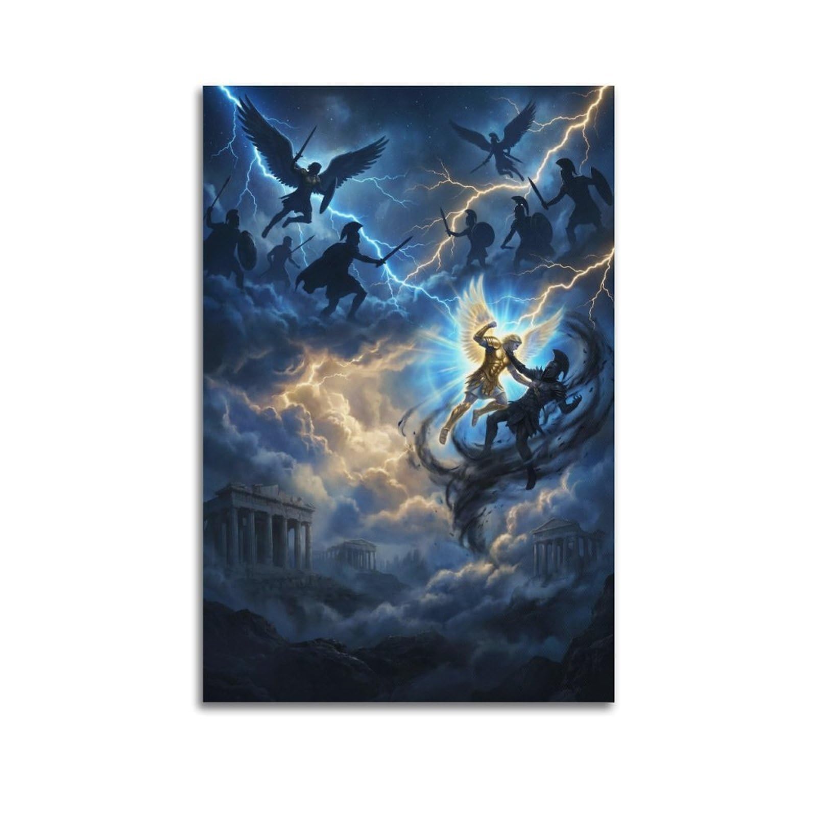 OKNGB Archangel Gabriel Poster Prince of Greece Heavenly Warfare Storm Decorative Painting Canvas Art Picture 24x36inch(60x90cm)