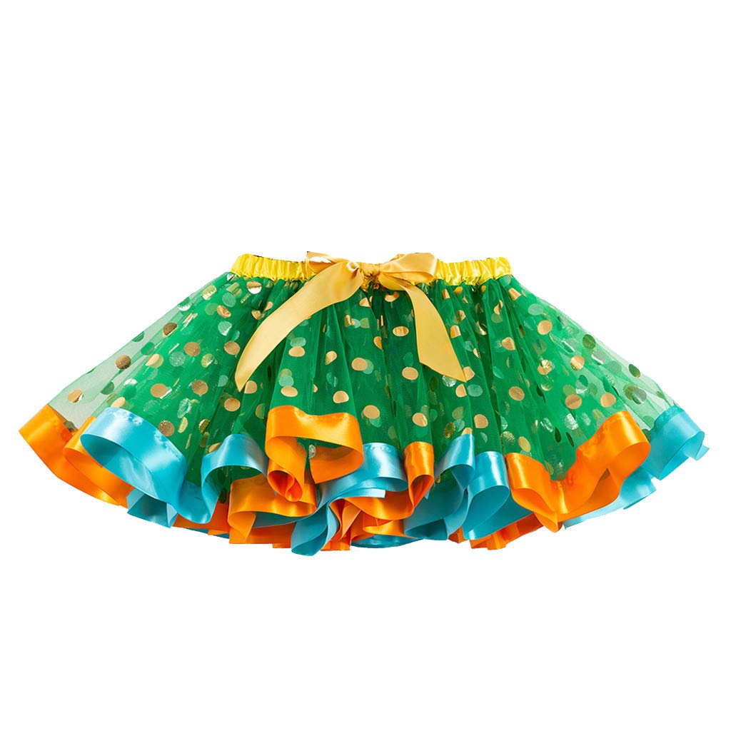 Baby Girls Layered Tutu Skirt Toddler Polka Dots Tulle Tutus Soft Tiered Skirts Ballet Dance Party (Green, 2-4 Years)