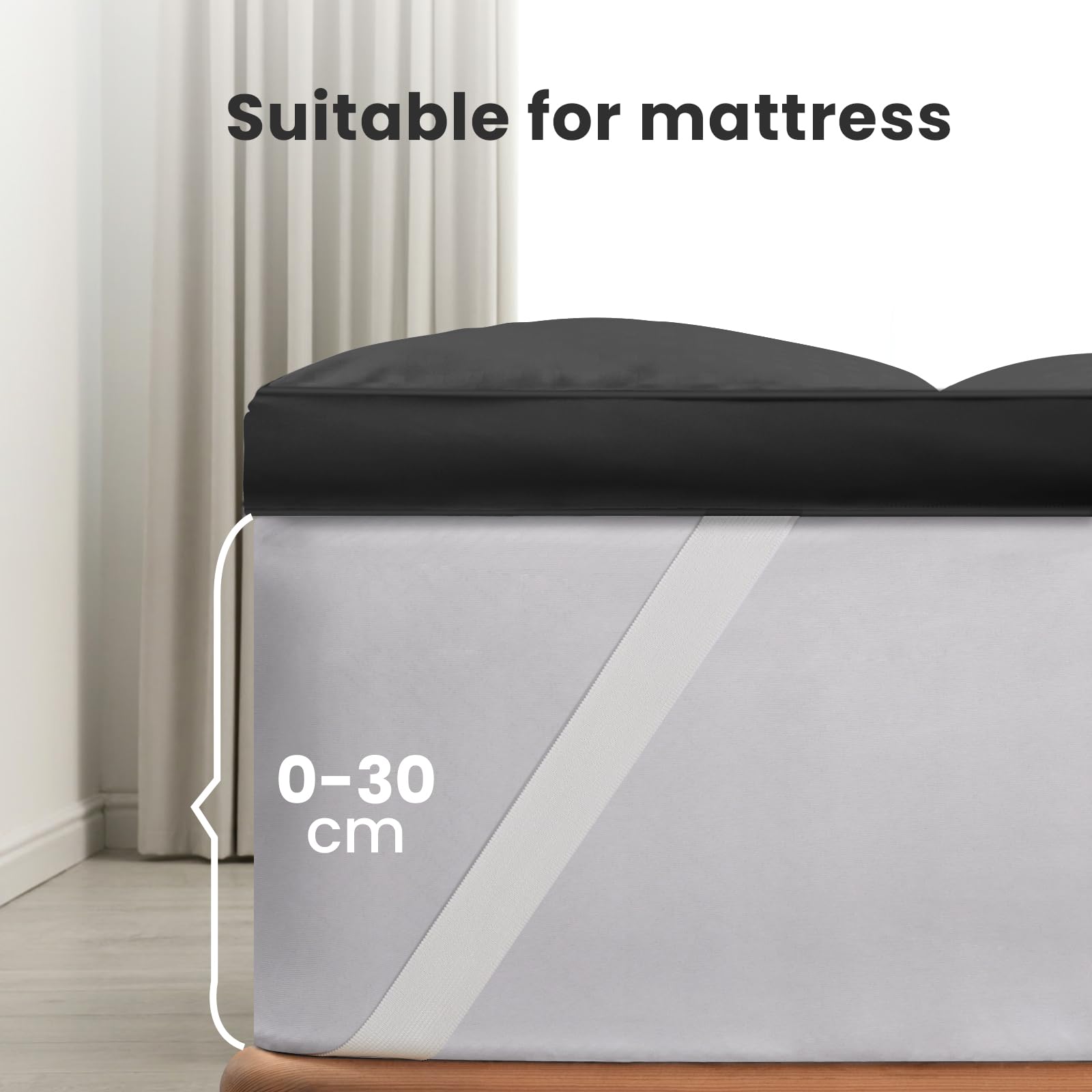 Surmatelas 160x200cm Épais 1200GSM - Microfibre Respirante - Housse Élastique Profonde - Hypoallergénique - Pour Lit 2 Places