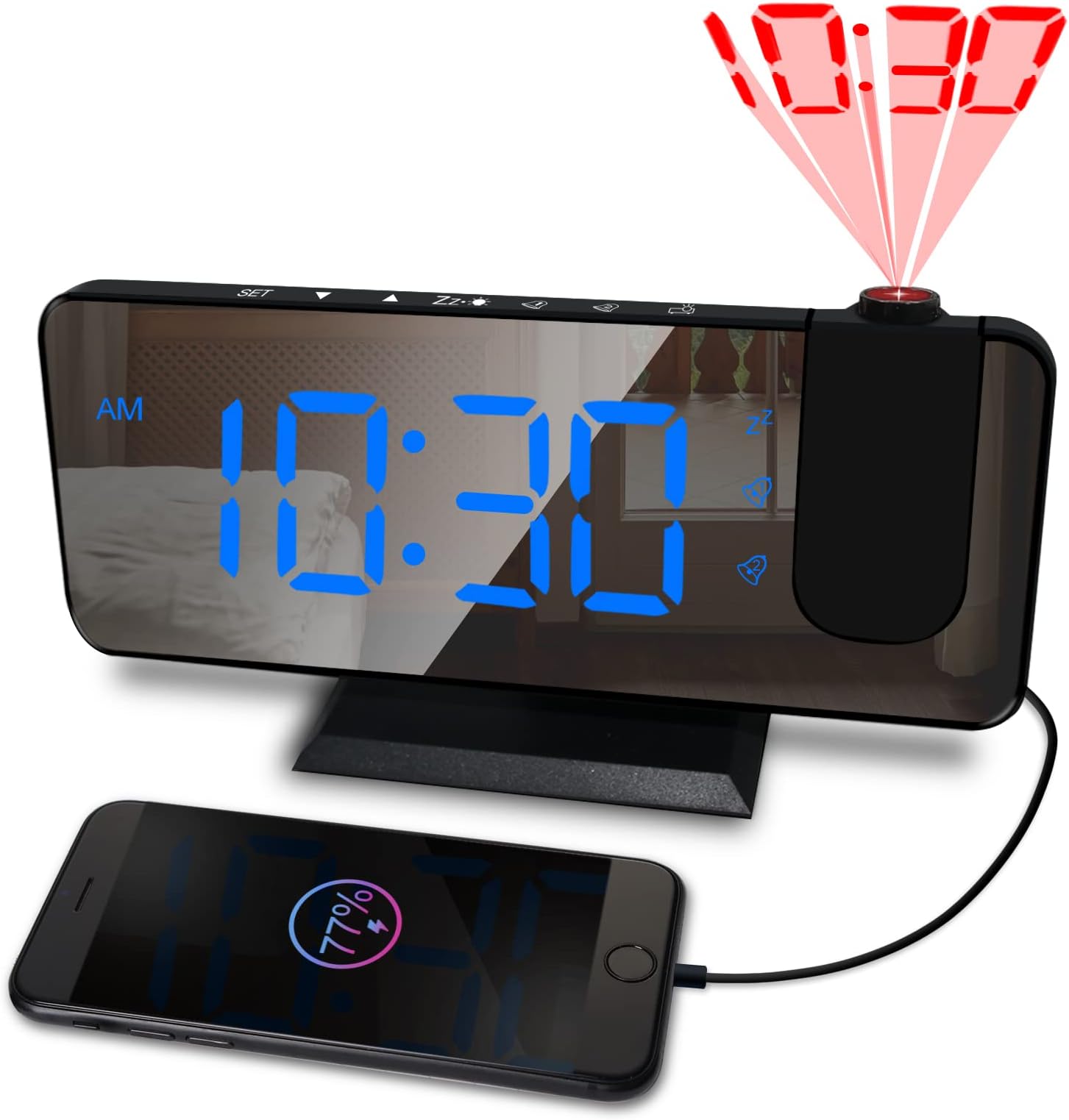 Tzumi Aura LED Projection Clock,Black Home & Kitchen