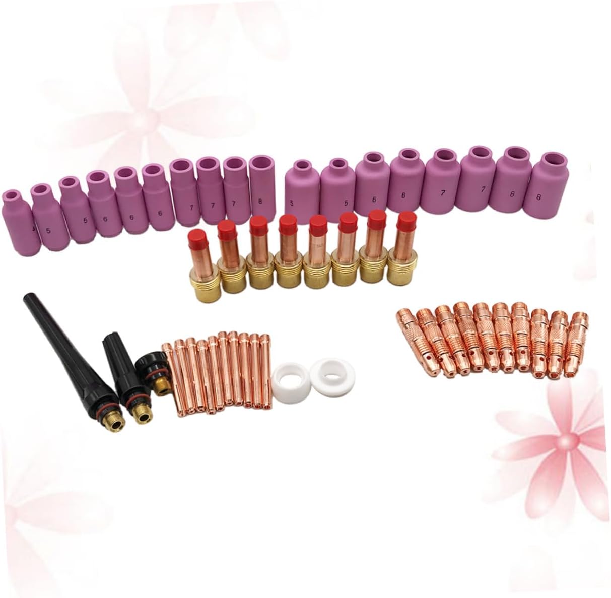 Uonlytech 51PCS Wp- Tig Welding Torch Kit Gas Lens with Collet Body Alumina Nozzle for Precise Torch Consumables Replacement and Low Burn-loss