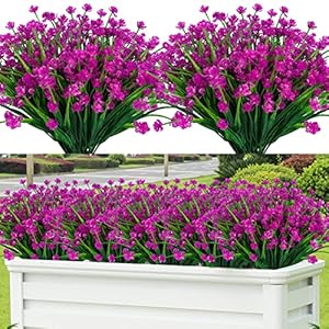 Lnoicy 20pcs Artificial Flowers for OutdoorPlastic Flowers Decoration UV Resistant Faux Flowers Shrubs Artificial Plants for Indoor Outside Garden Home Wedding Farmhouse