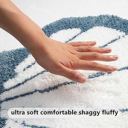 Miniatura 3 de XYRuiHang Lindas alfombras de baño con forma de concha, peludas, esponjosas, irregulares, antideslizantes, absorbentes, para bañera, cómodas y