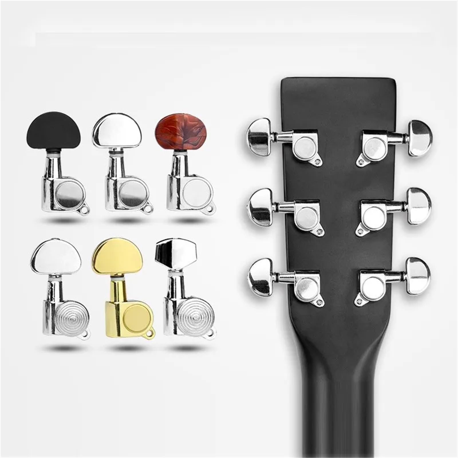 Afinador de Guitarra Clavijas de afinación cuerdas for guitarra folk, afinadores botón metálico semicerrados o totalmente cerrados, accesorios for clavijas | C 6Pcs
