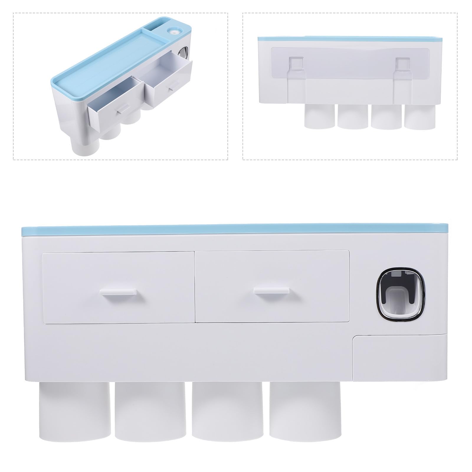 Porta Spazzolini da Muro Organizer Bagno Blu, Spremi Dentifricio