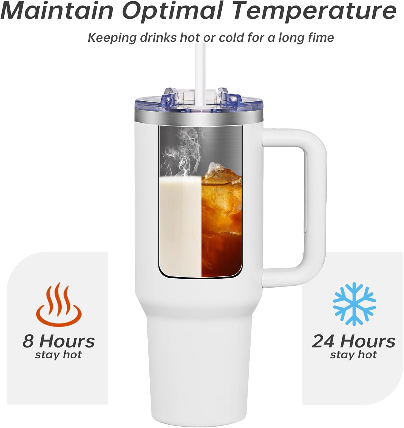 Personalized Custom Tumbler with Laser Engraving Logo Text 40oz Stainless Steel Tumbler with Lid & Straw Handle Double Wall Insulated Tumbler with Text Logo - Image 3