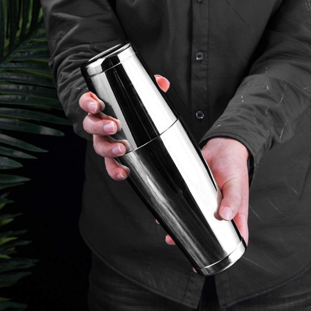 Shaker da cocktail Boston in acciaio inox, set di strumenti da bar professionale con design a tenuta stagna, latta per cocktail lucidata a specchio, ideale per bartender, bar (Nera)