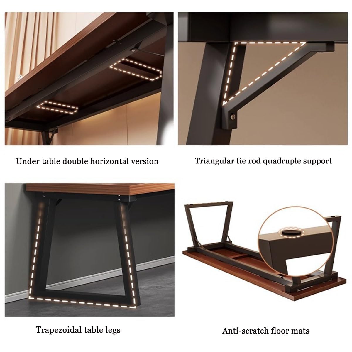 Biurko komputerowe z litego drewna, stolik na laptopa z metalowymi nogami trapezowymi, biurko do nauki pisania, biurko do nauki, biurko do gier komputerowych do nauki pracy w grach (Size : 140cm)