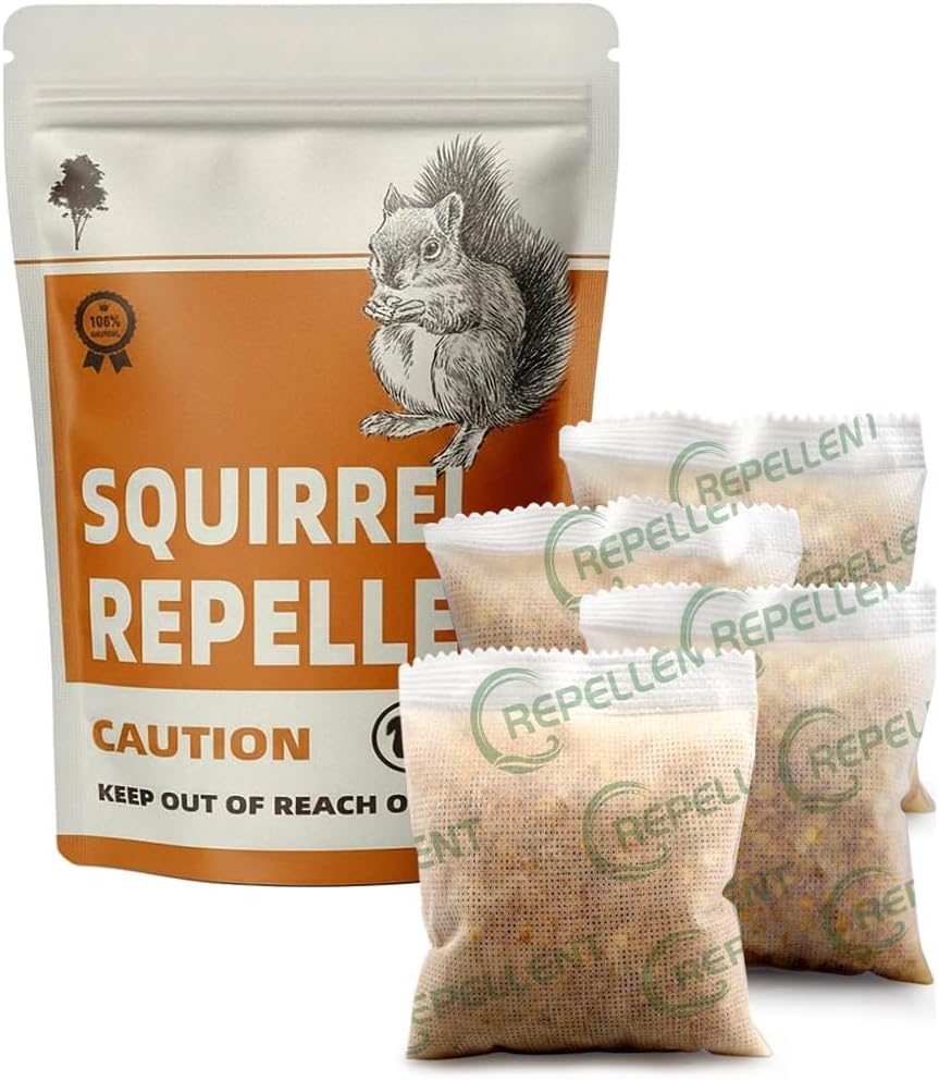 Squirrel Repellent Outdoor, Chipmunk Repellent, Squirrel Deterrent for Gardens/Attics/Cars/Bird Feeders, Get Rid of Chipmunk, Indoor Squirrel Repellant for Plant (2 Ounce (Pack of 4))