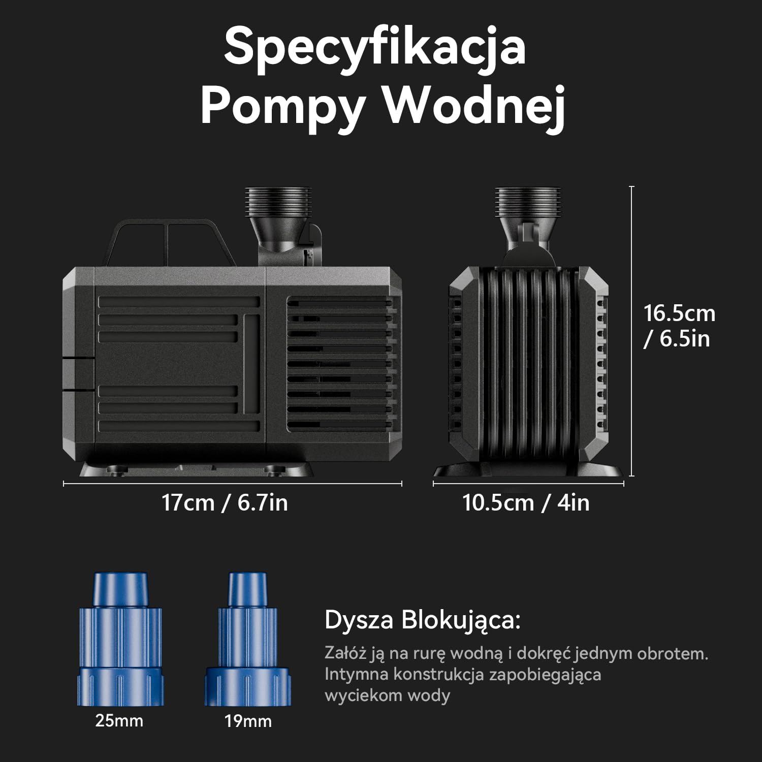Pompa akwariowa 4800L/H (MAX) 85W Pompa wodna, Amfibia pompa stawowa z 2 dyszami, do stawów, skalniaków, ogrodów, Pompa zanurzeniowa Maksymalna wysokość podnoszenia 3.8 m