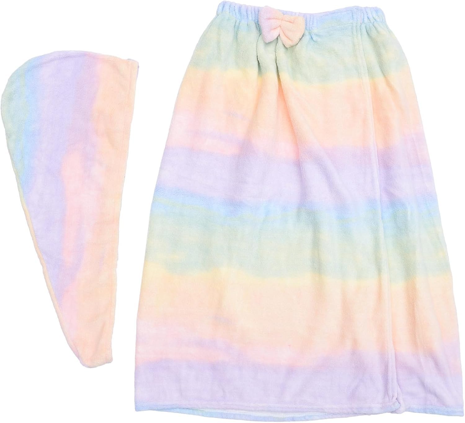 Liusimeng Ladies' Bath Robe and Hair Towel Set, Gradient Coral Fleece Bath Towel, Lightweight and Quick-Drying, Suitable for Showering and Bathing