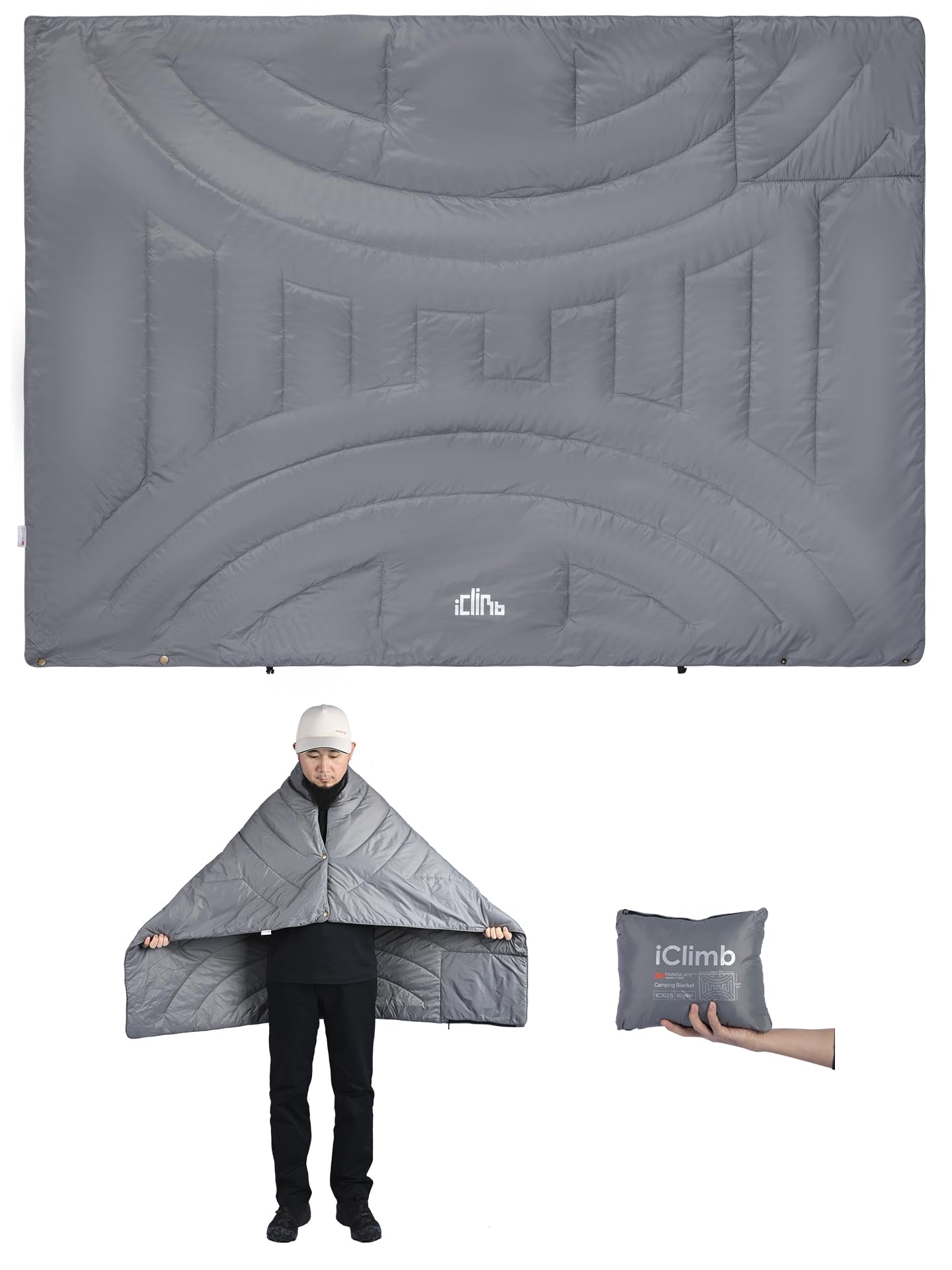 iClimb 3M Thinsulate Insulation Warm Blanket (Light Grey, 0.62 lb) โ image 1