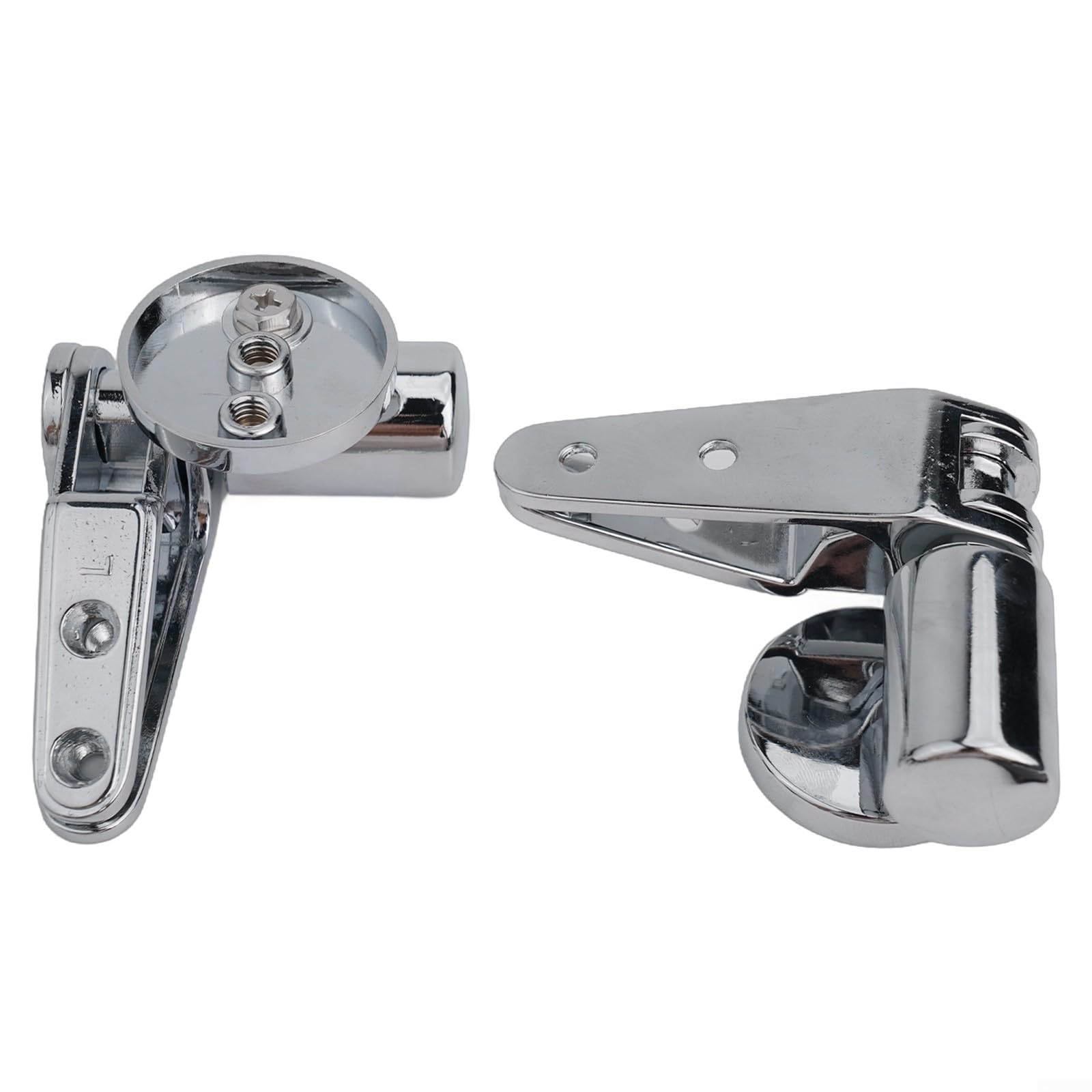 Aikeou Normal Chrome Toilet Seat Hinge Replacement For Soft Close Lid, Zinc Alloy Adjustable Hinges With Slow-Close Function, Compatible With Wood And Resin Toilets, Silver
