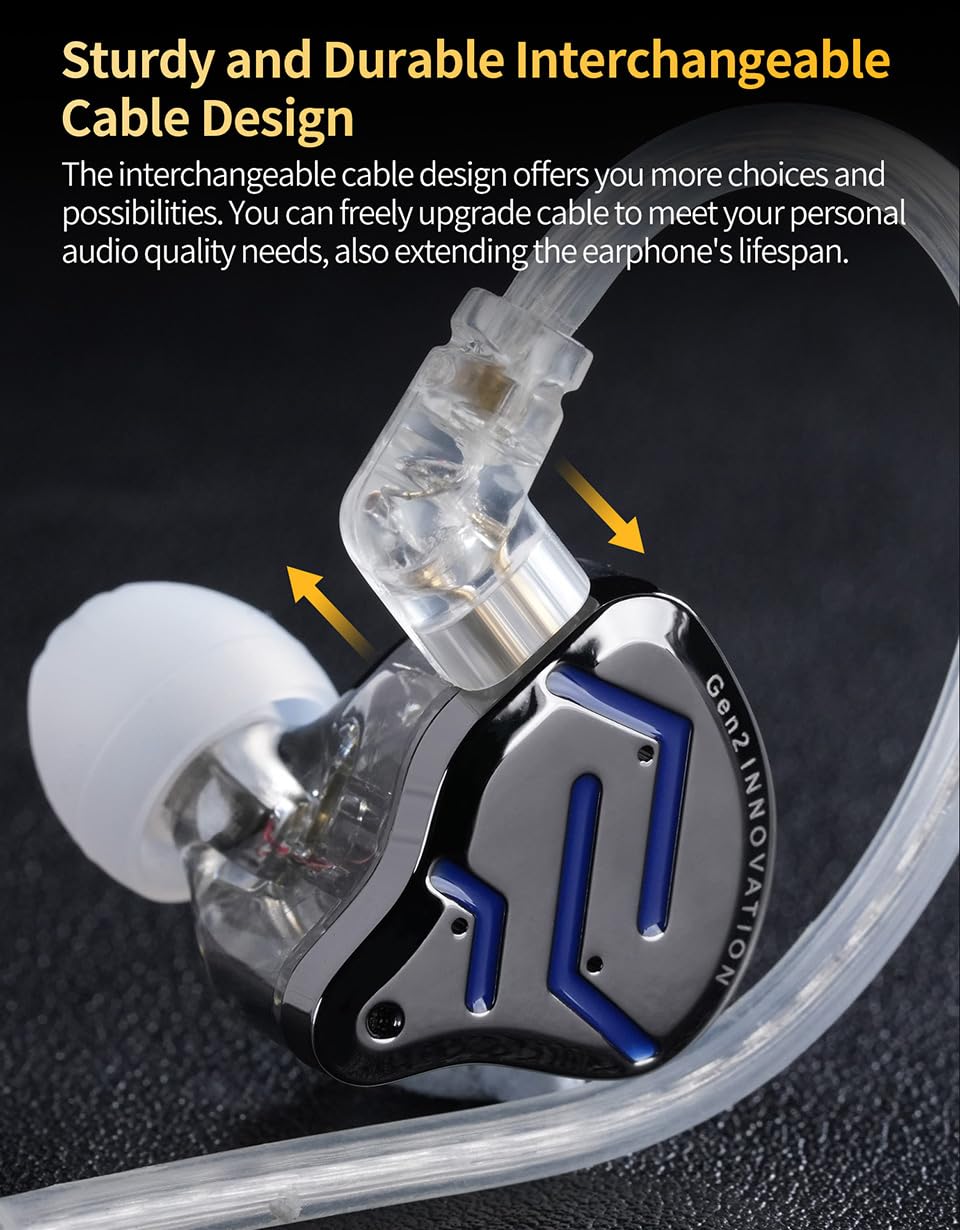 KZ ZSN Pro - Cuffie con monitor in-ear da 2 pollici, auricolari in metallo, tecnologia ibrida 1BA+1DD, bassi Hi-Fi, suono chiaro, IEM, cancellazione del rumore, cuffie cablate per musicisti, cantanti
