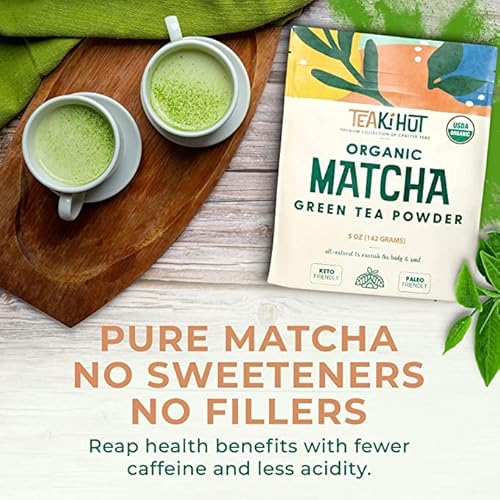 Teaki Hut Organic Matcha Green Tea Powder, 5Oz, Matcha Green Tea Powder For Baking And Cooking, Unsweetened And Delicious, Pure Matcha Powder For Smoothies, Latte, Hot And Cold Drinks, 142 Servings #TOP5