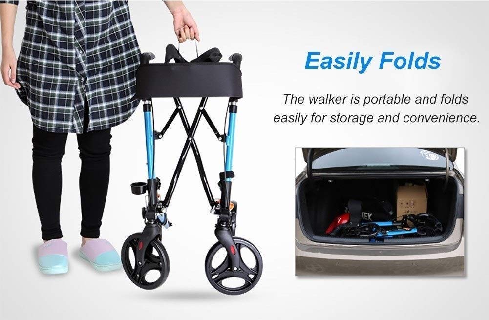 Andador Con Ruedas Plegable Andador Con Ruedas Andador Para Personas Mayores Para Interiores Y Exteriores Para Todo Terreno Andador Ligero De Altura Ajustable Con Asiento Andador Con Capacidad De Car