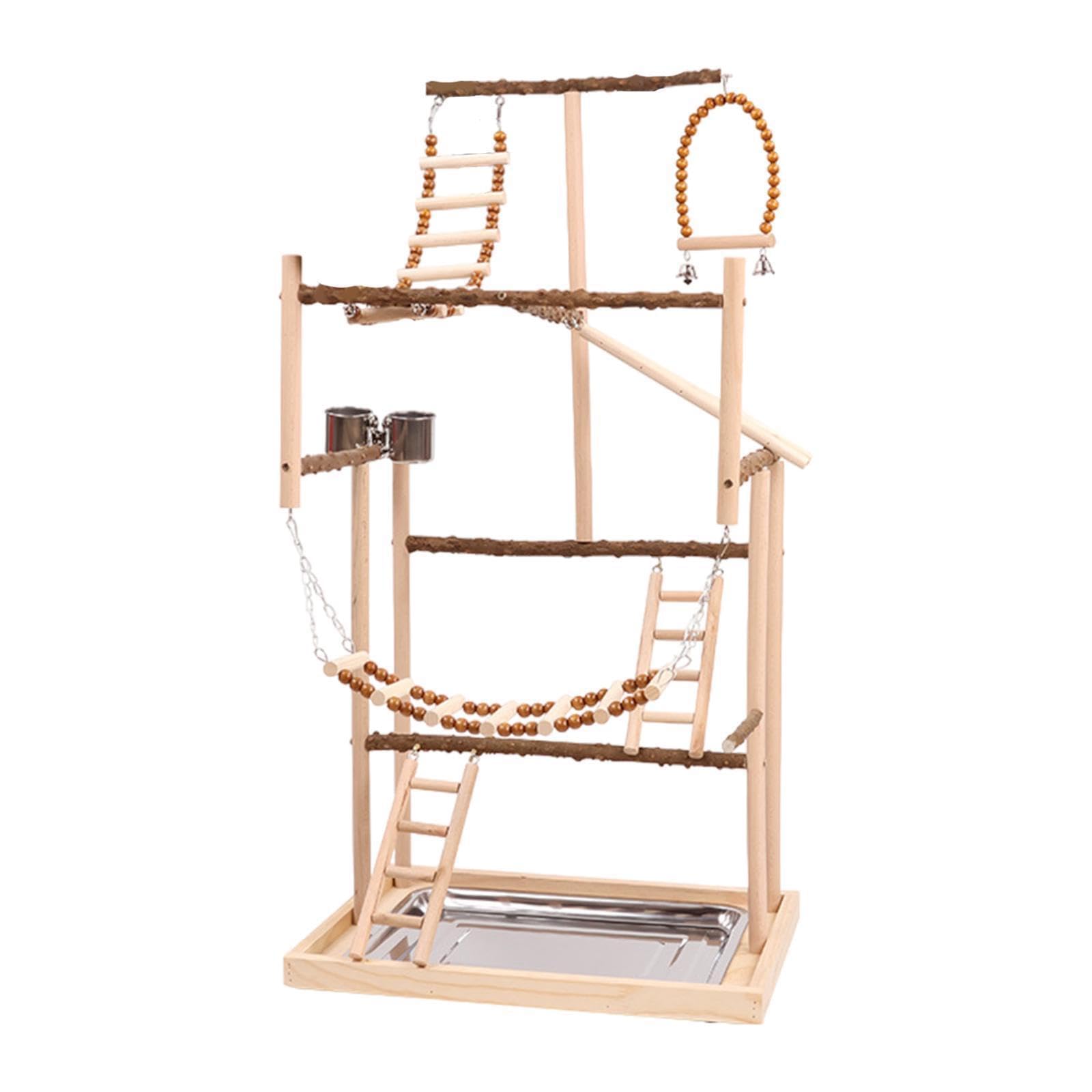 Gimnasio para pájaros, Percha de para Madera para Escalar, Parque Infantil para cacatúas, agapornis, periquitos y Loros