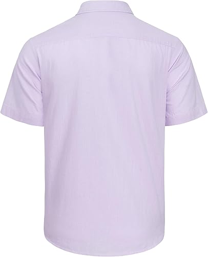 Miniatura 19 de J.VER Camisas de manga corta de lino y algodón para hombre, estilo informal, ligeras, con botones, para vacaciones, playa y verano, con bolsillo