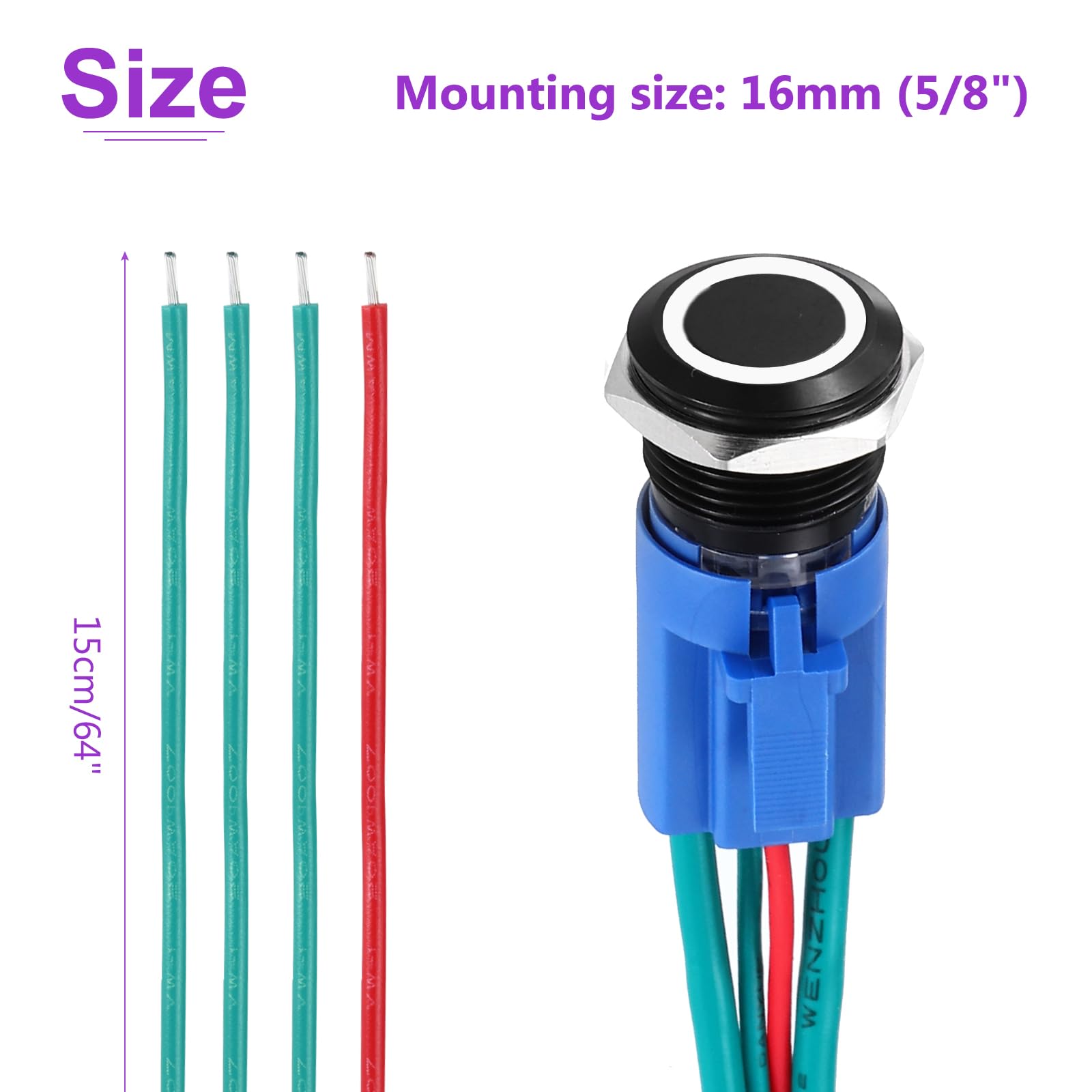 DMiotech 1 Pcs 16mm / 5/8" Push Button Switch - Image 4