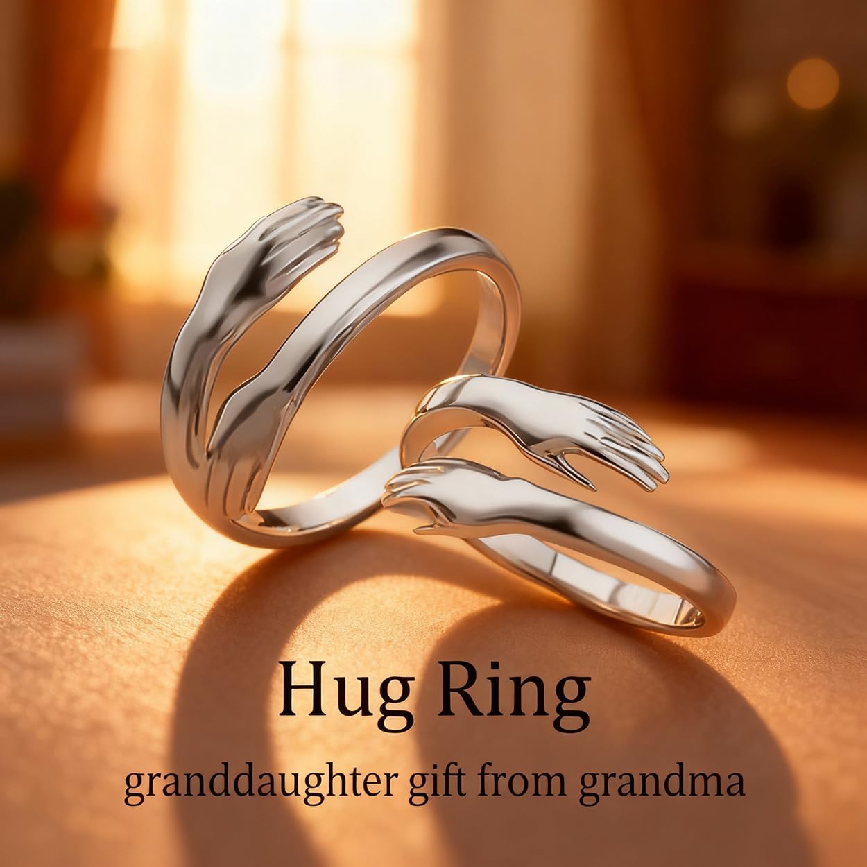 To My Granddaughter Hug Ring Hope Rings from Grandma, Adjustable Inspirational Stainless Steel for Granddaughter Non Tarnish Jewelry Gift for Birthday Christmas Engarved Always With You Message - Image 5