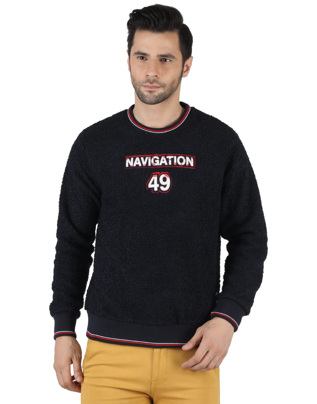 Monte Carlo Men Navy Blue Cotton Blend Printed Sweatshirt 221054387-1
