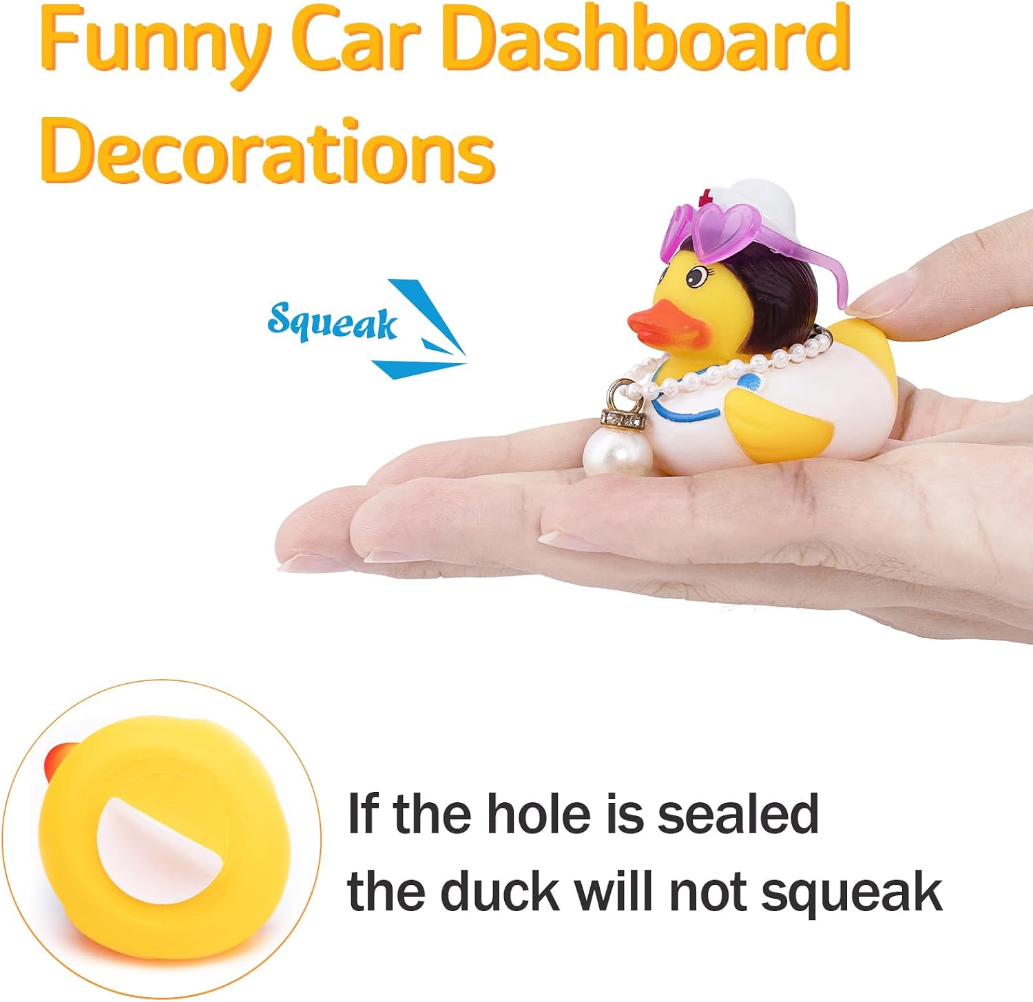 wonuu Car Dashboard Rubber Ducks for Halloween, Decorations Duck for Office Desk Ornament Accessories with Glasses Necklace, for Halloween Party Gifts (Nurse)
