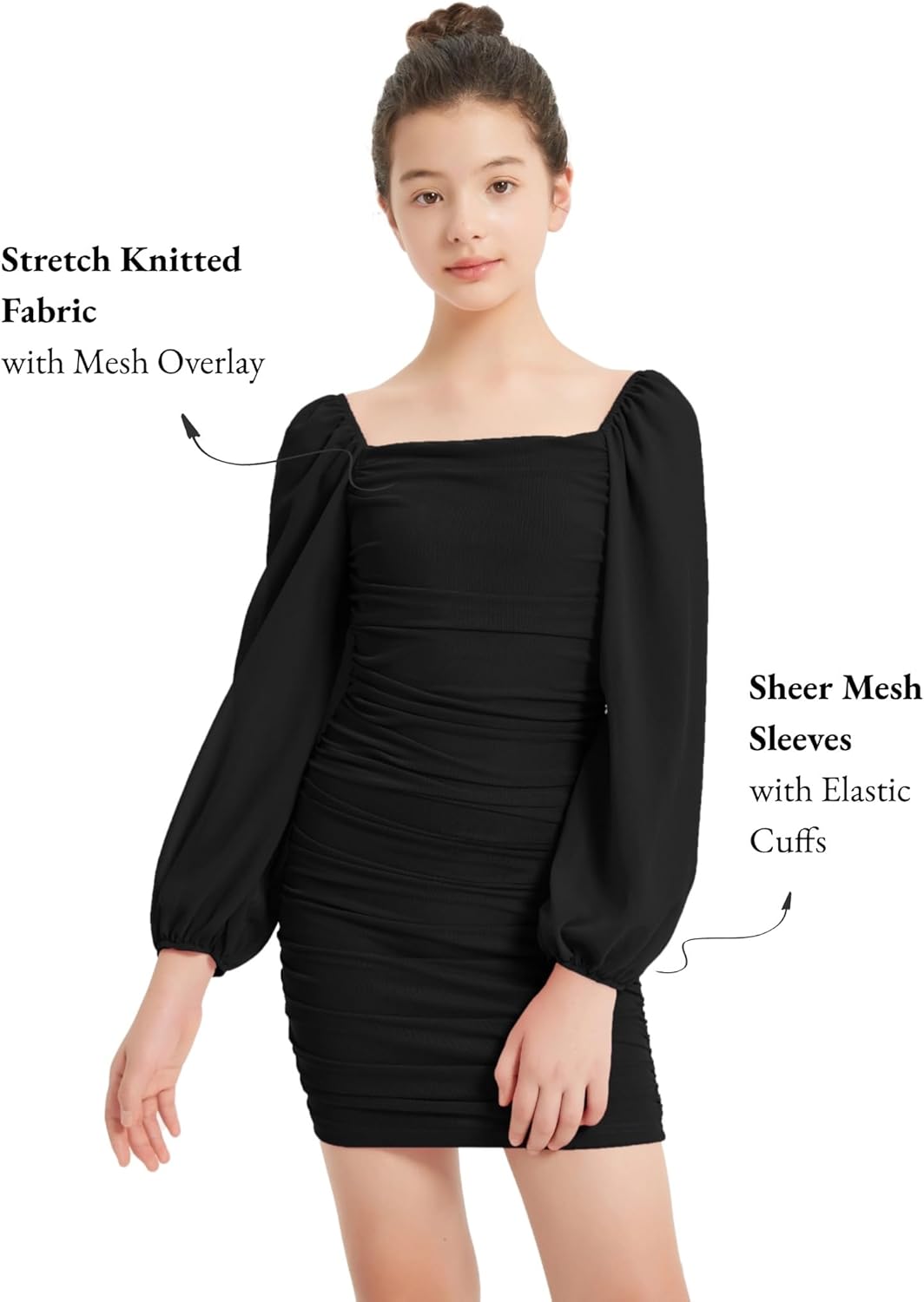 EXARUS Girls Formal Dress Teen Long Sleeve/Cami/One Shoulder Dance Tweens Party Tight Bodycon Cocktail Dresses - Image 4