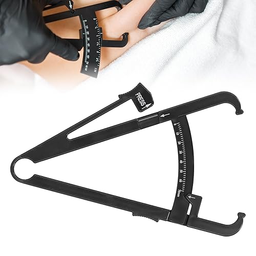 Calibrador de grasa corporal, calibrador de grasa corporal, pinza de grasa corporal hecha de plástico negro, calibrador de grasa corporal unisex de