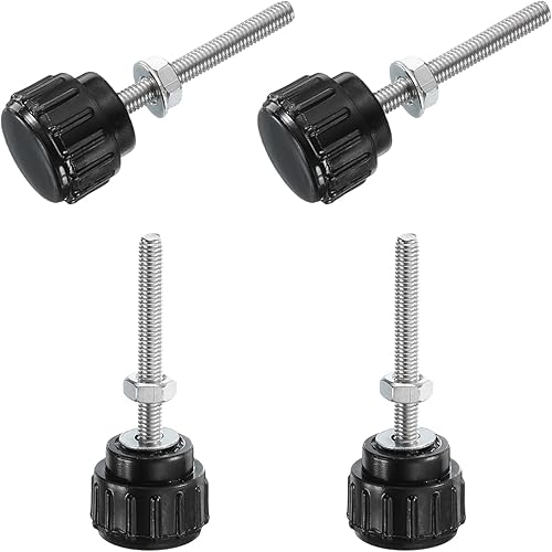 Miniatura 56 de uxcell Juego de 4 perillas moleteadas, tornillos de pulgar con tuercas y arandelas, rosca macho métrica M6 x 1.378 in, cabeza de plástico de 0.984