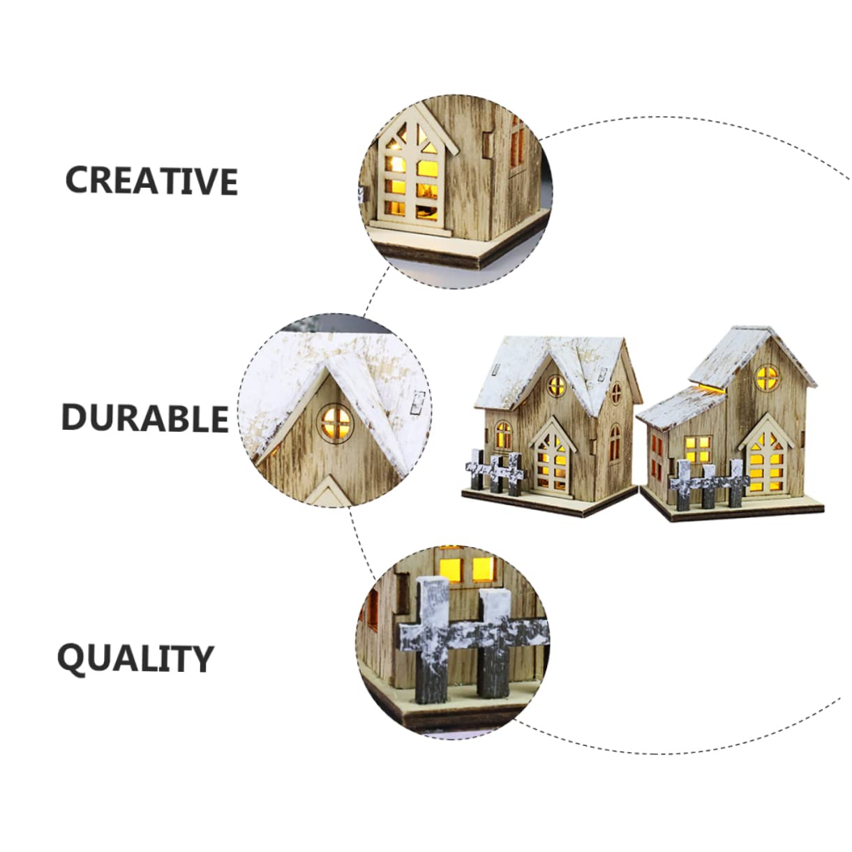 Uonlytech 6 Pz Luci Natalizie in Legno Casa Illuminata di Natale in Legno Decorazioni Natalizie per La Tavola Decorazioni per La Casa Arredamento Tavolo Rustico Impostare di Scrivania