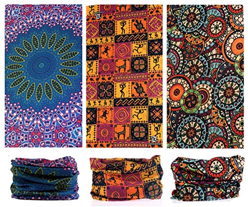 Toes Home 6PCS Outdoor Headband Elastic Seamless Bandana Neck Gaiter Scarf Sport Headwear Boho Series for Yoga Hiking
