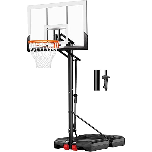 Basketball Hoop Outdoor with 45 Inch Shatterproof Backboard, Portable Basketball Goal System 4.8-10ft Height Adjustable for Kids, Youth, Adults, Backyard/Driveway/Indoor