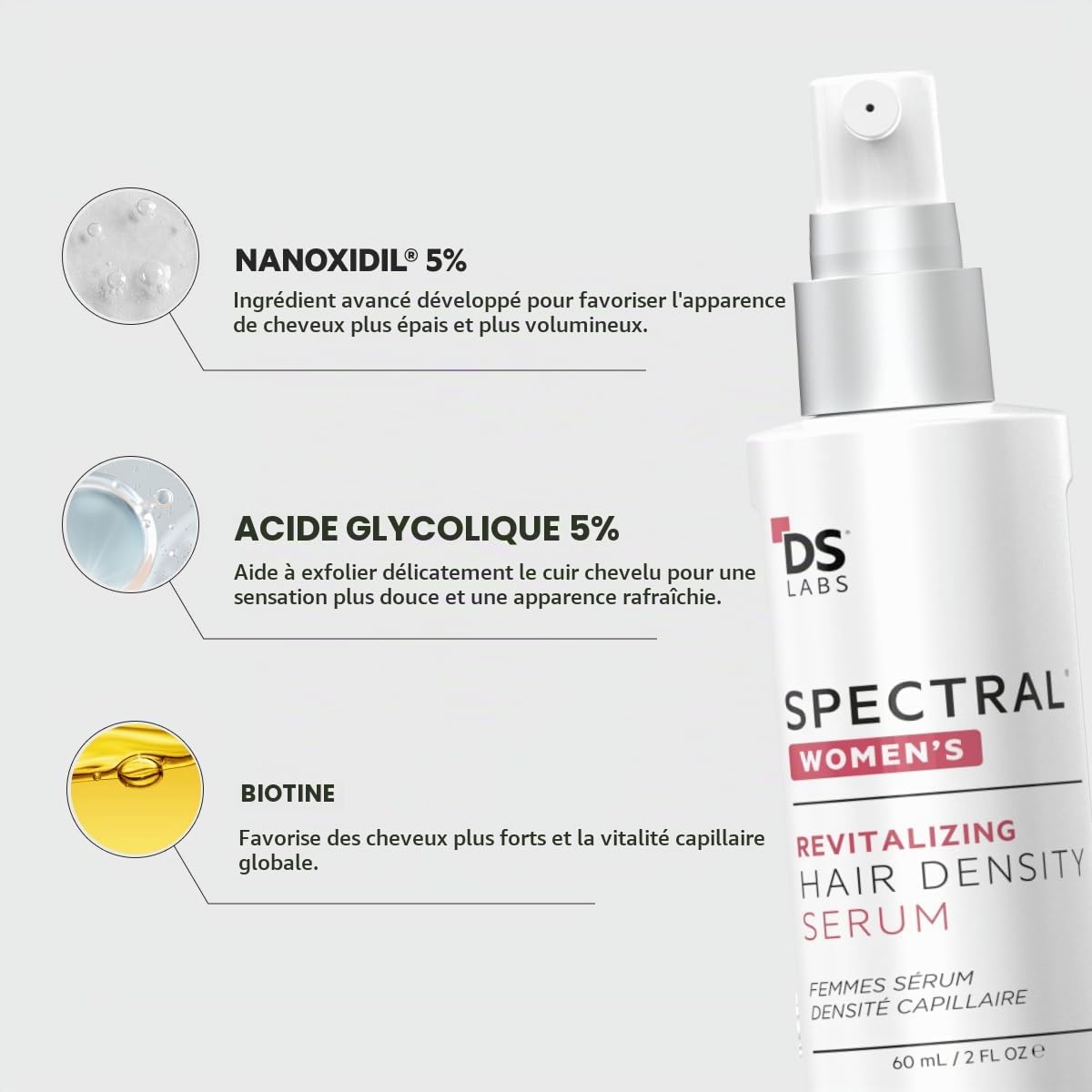 DS Laboratories Spectral.CSF - Thérapie anti-âge pour femmes pour cheveux clairsemés, 60 millilitres