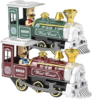 ArtCreativity Pull Back Train Toys for Kids, Set of 2, Diecast Metal Train with Sound Effects and Pullback Action, Choo Choo Trains for Boys and Girls, Great Birthday Idea