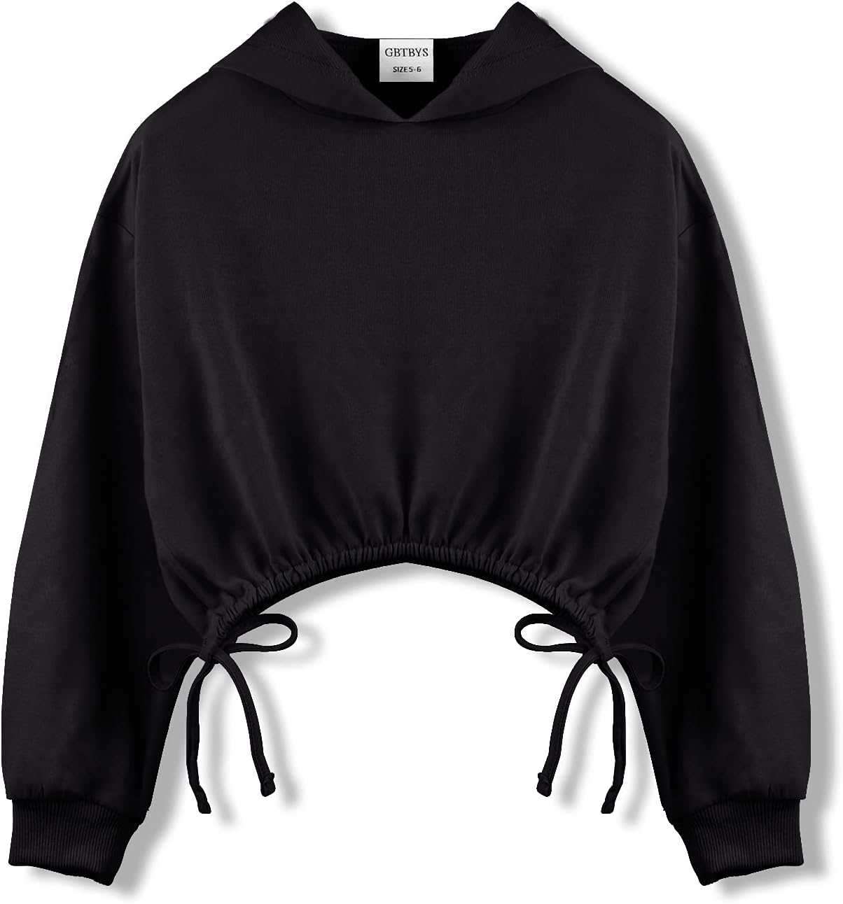 Girls Crop Tops Hoodies Long Sleeve Cute Shirring Tied Design Dancing Fashion Pullover Sweatshirts for 5-14 Years