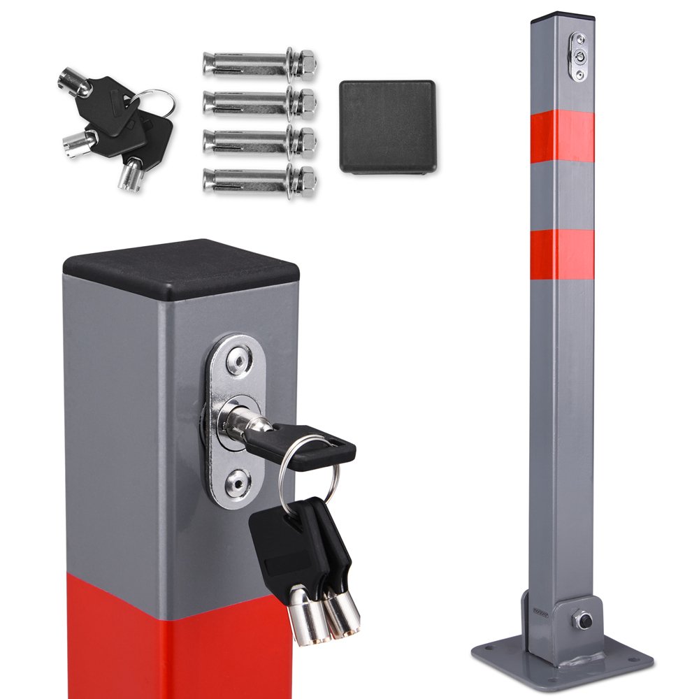 Deuba 1x 2X 3X or 4X Heavy Duty Parking Space Barrier Car Bollard Folding 3 Keys Robust Steel Security Post