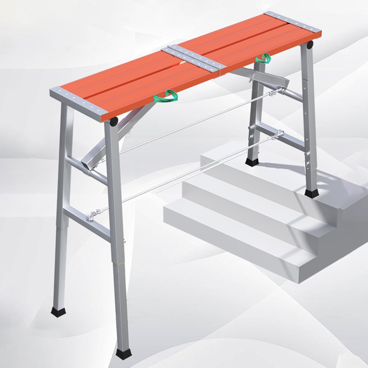 Plateforme pliable aluminium avec pieds antidérapants pour éviter les chutes