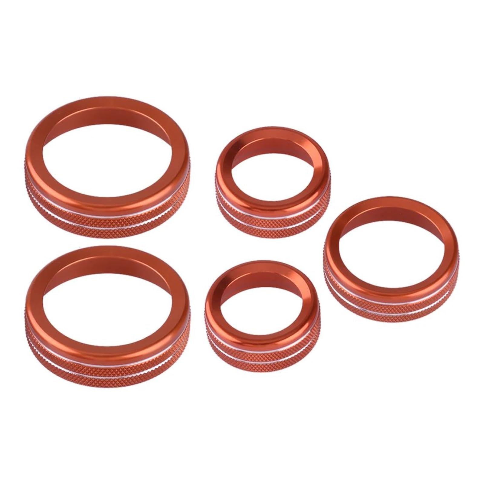 OUSDUO 5Pcs/Set Car Center Console Knob Trim Ring Cover Fit for Ford for Maverick 2022 2023 Orange Aluminum Alloy Interior Decal Trim