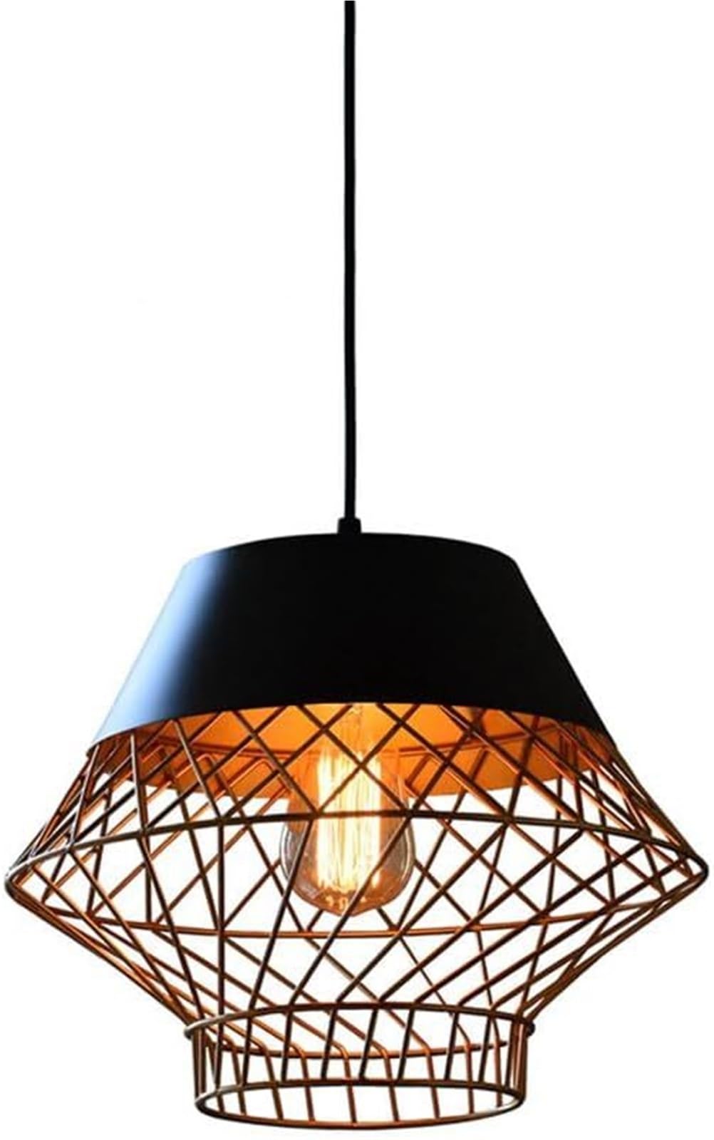 KXEcoLife Pendant Light Ceiling Shade Retro Industrial s Indoor Chandelier Iron Art Hanging Lights with Design LOFT Cage Lamp for Cafe Restaurant Vintage