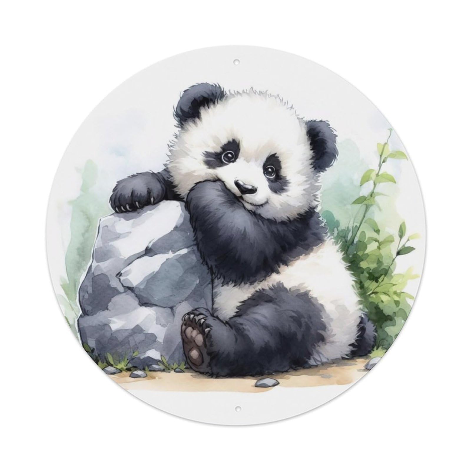Animal Three Cute Pandas Vintage Metal Tin Sign Plaque Wall Decor for Cafe, Club Bar, Office, Garden Metal Poster 8x8Inch