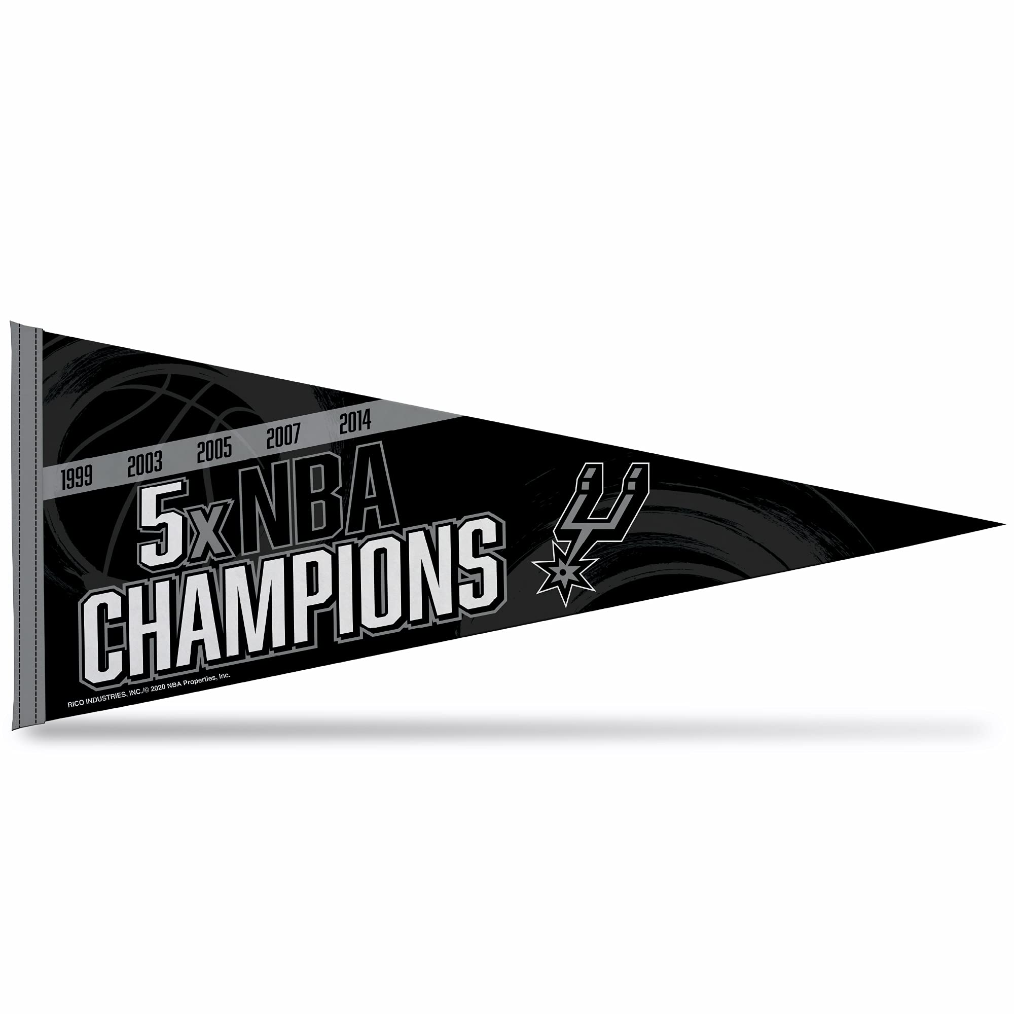 Rico Industries NBA San Antonio Spurs Multi Champ 12" x 30" Soft Felt Pennant - EZ to Hang - Home Décor (Game Room, Man Cave, Bed Room)