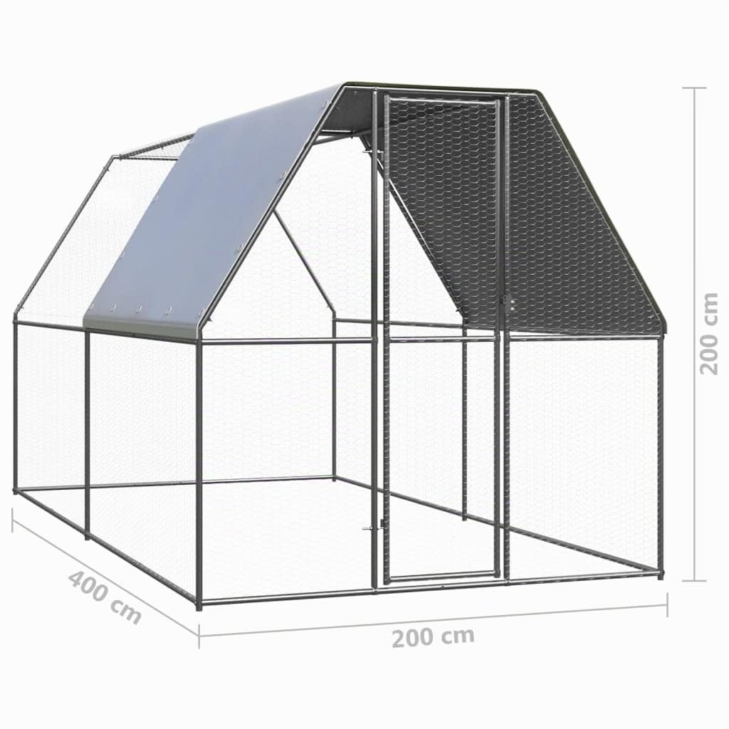 vidaXL Outdoor-Hühnerkäfig 2x4x2 m Verzinkter Stahl