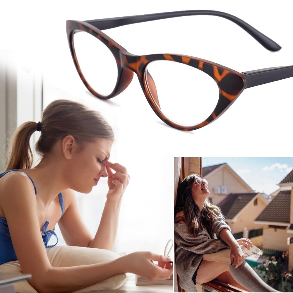 Blue Light Blocking Reading Glasses For Women - Cat Eye Frame, 52mm Computer Readers