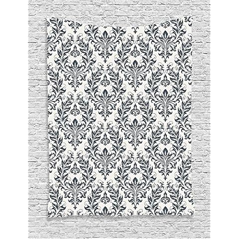 Grey and White Floral Tapestry for Rooms Cover