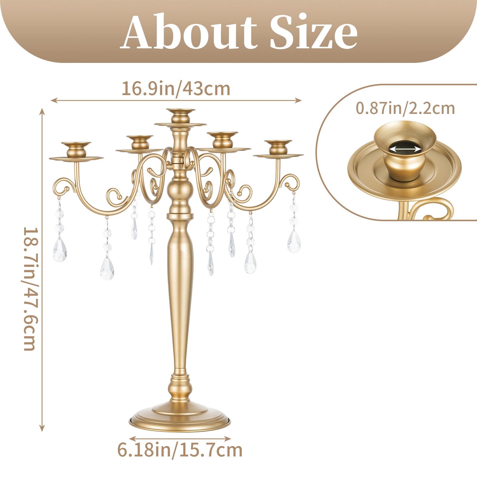 Sziqiqi Oro Candelabri Portacandele per Matrimonio: 5 Braccio andelabri per Candelieri - Set di 2 Portacandele in Metallo per Cena di Natale Ricevimento Fidanzamento Decorazione