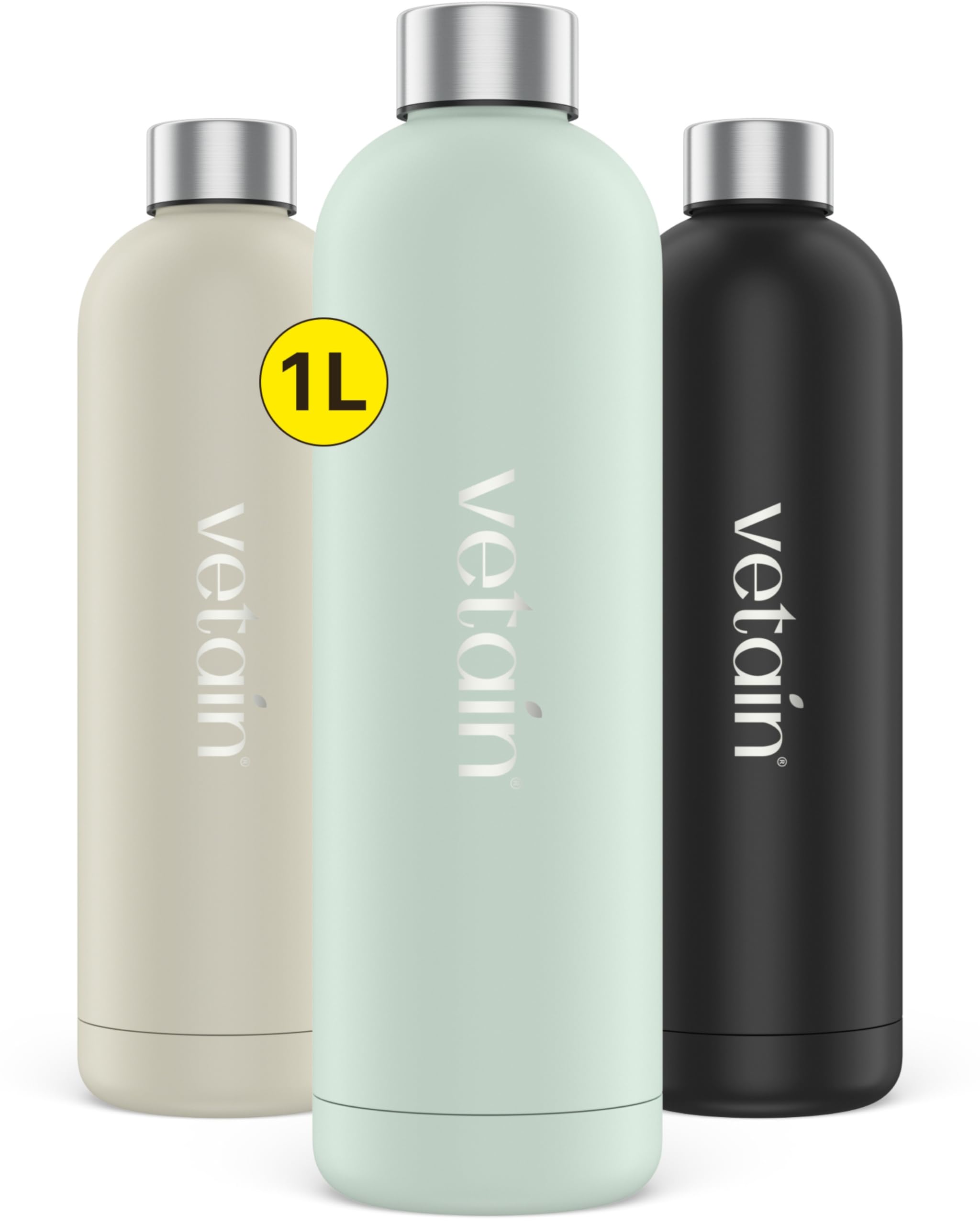 VETAIN Premium Edelstahl Trinkflasche 1L – Mint-Grün, BPA-frei, Doppelwand-Isoliert