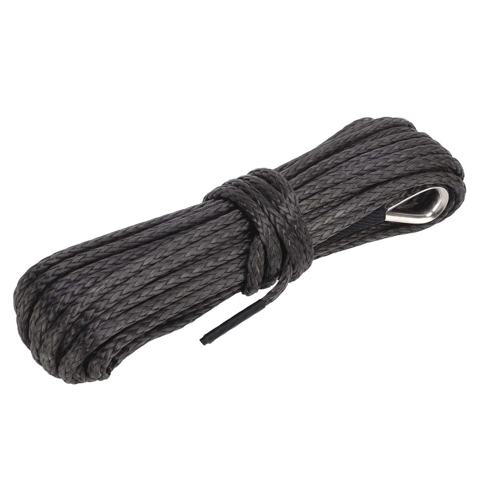 Tbest Remolques Winch Cuerda 15M 50ft Nylon Negro Desgaste Resistente Sintética para SUV Camión ATV UTV Reemplazo Cable Alambres